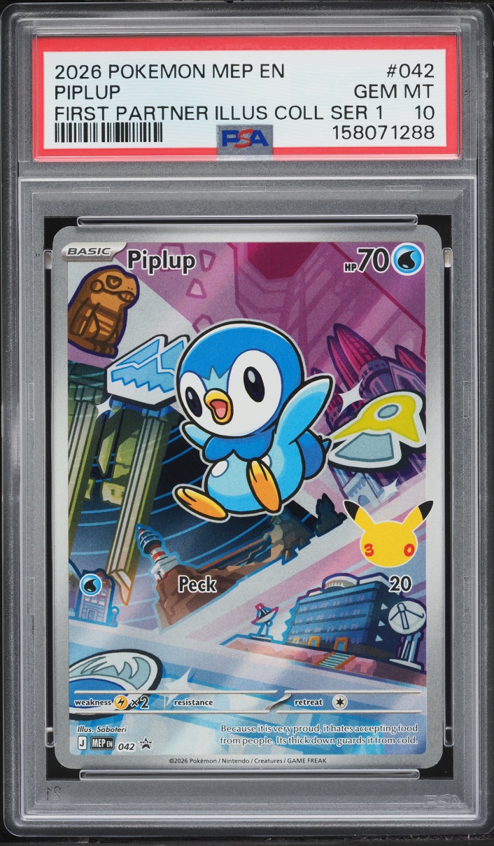 2026 Pokemon Mega Evolution Promo First Partner Illustration Full Art Piplup #42 PSA 10 GEM