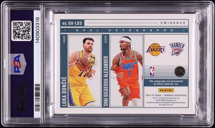 2024 Panini Eminence Platinum Luka Doncic & Shai Gilgeous-Alexander AUTO DNA 10 1/1 PSA AUTH - Photo 2
