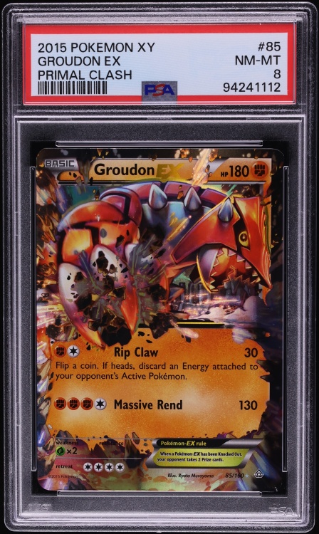 2015 Pokemon XY Primal Clash Groudon EX #85 PSA 8 NM-MT