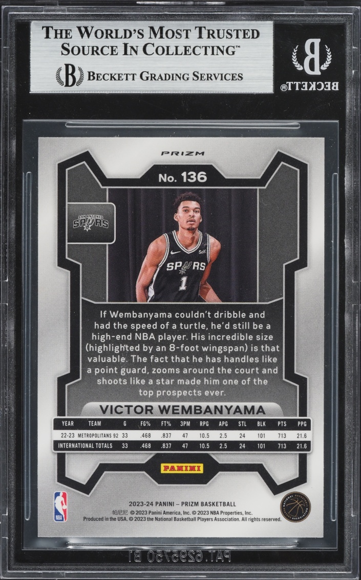 2023 Panini Prizm Orange Ice Victor Wembanyama ROOKIE #136 BGS 9 MINT