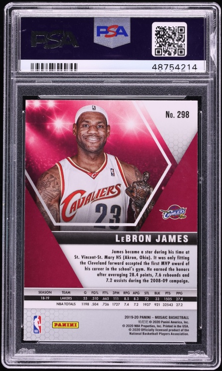 2019 Panini Mosaic LeBron James #298 PSA 10 GEM MINT