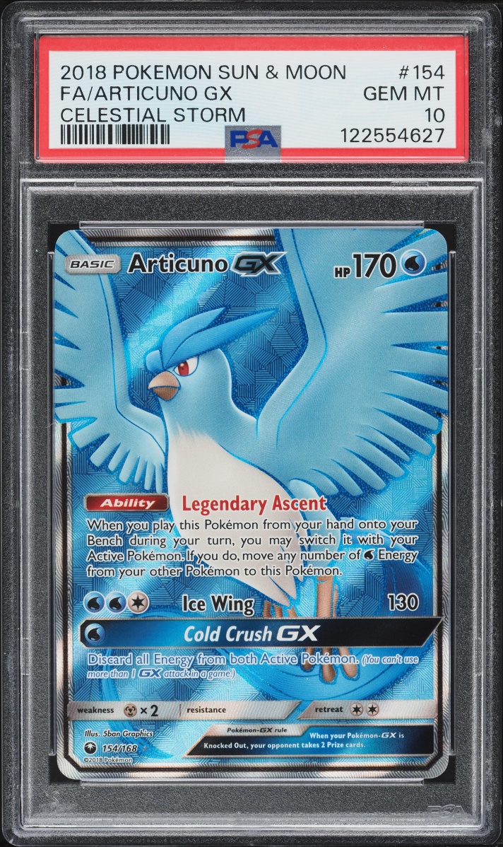 2018 Pokemon Sun & Moon Celestial Storm Full Art Articuno GX #154 PSA 10 GEM MINT