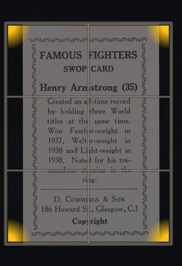 1947 Cummings & Son Famous Fighters Boxing Henry Armstrong #35 MBA AUTH ...