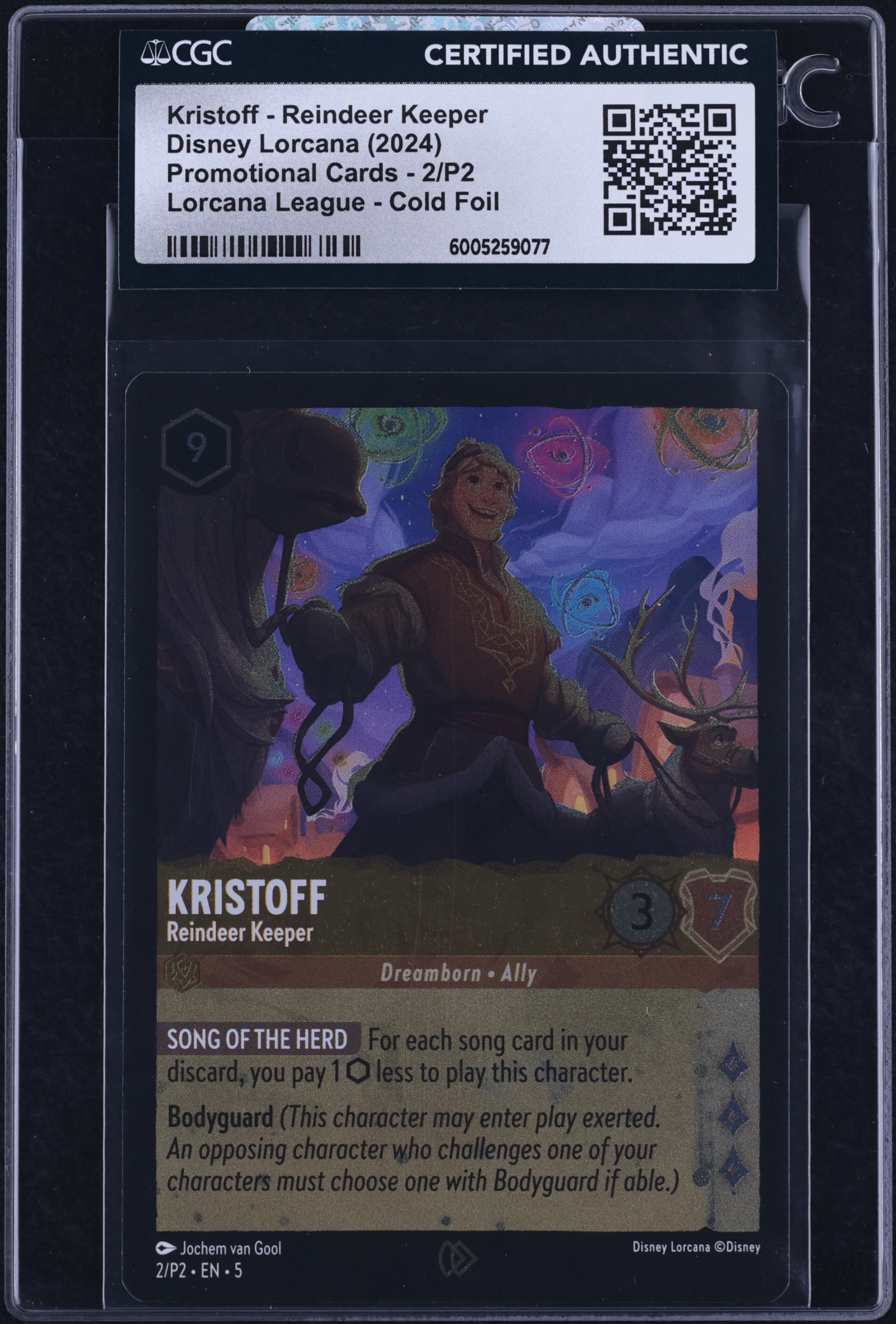 2024 Disney Lorcana League Promo Cold Foil Kristoff Reindeer Keeper #2 CGC AUTH
