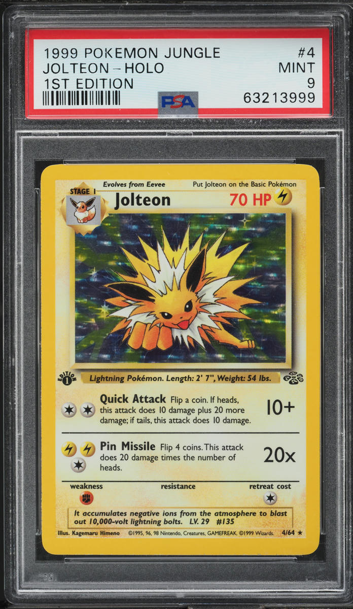 1999 Pokemon Jungle 1st Edition Holo Jolteon #4 PSA 9 MINT