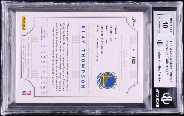 2012 National Treasures Klay Thompson ROOKIE PATCH AUTO /199 #110 BGS 9 MINT - Photo 2