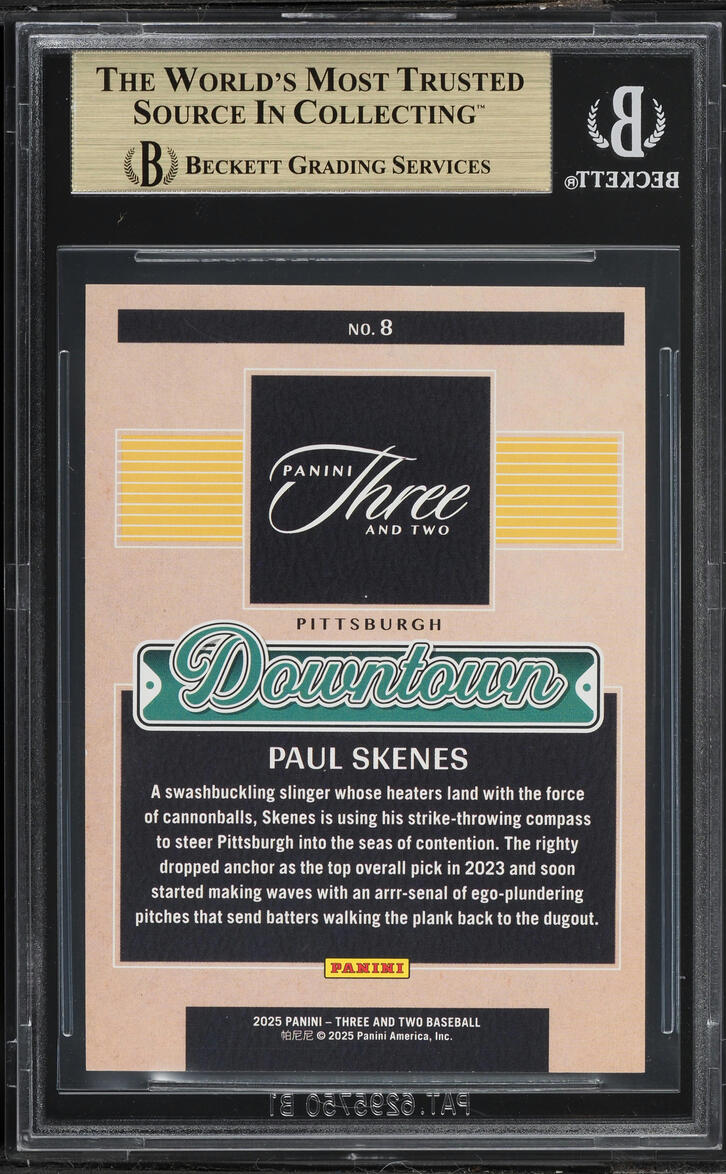 2025 Panini Three And Two Downtown Paul Skenes #8 BGS 9.5 GEM MINT
