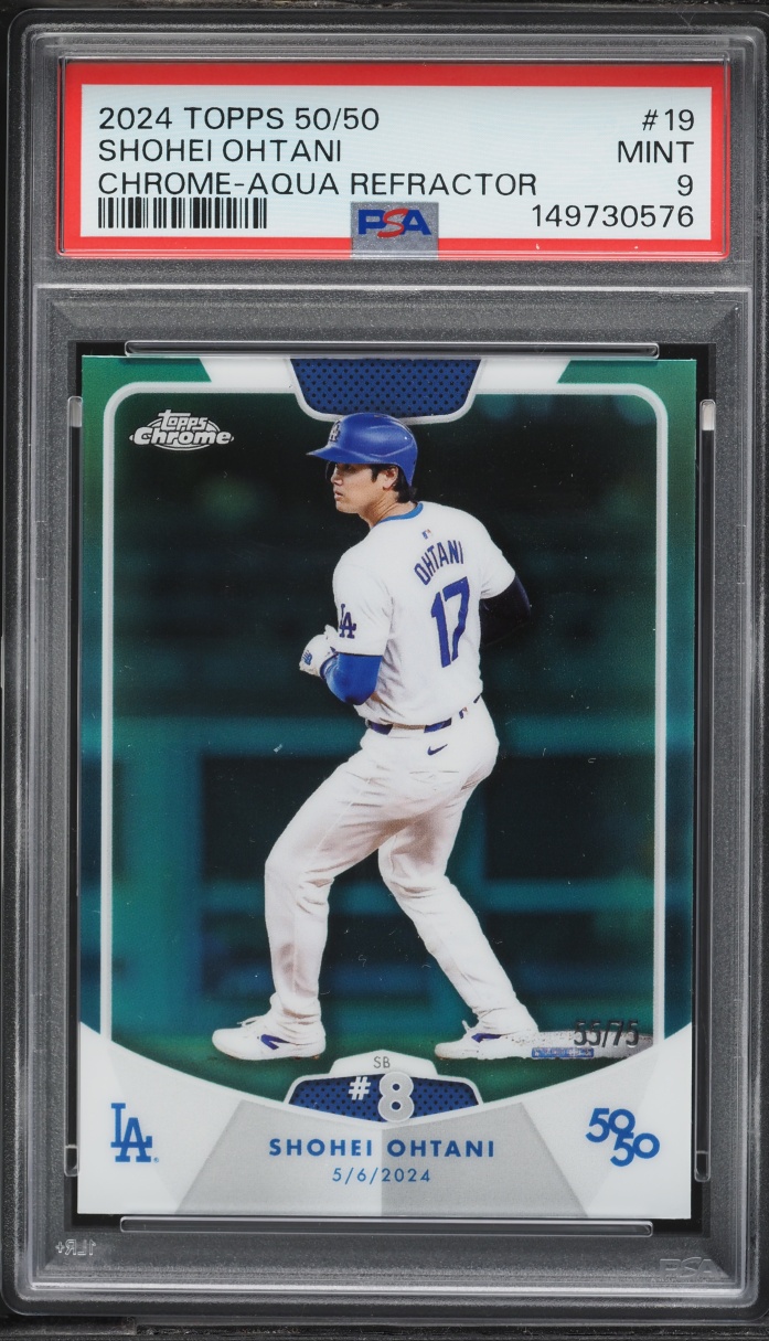 2024 Topps Chrome 50/50 Aqua Refractor Shohei Ohtani /75 #19 PSA 9 MINT