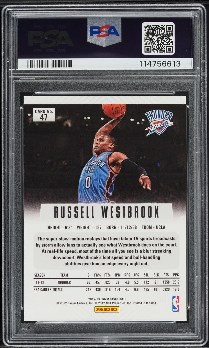 2012 Panini Prizm Russell Westbrook #47 PSA 9 MINT