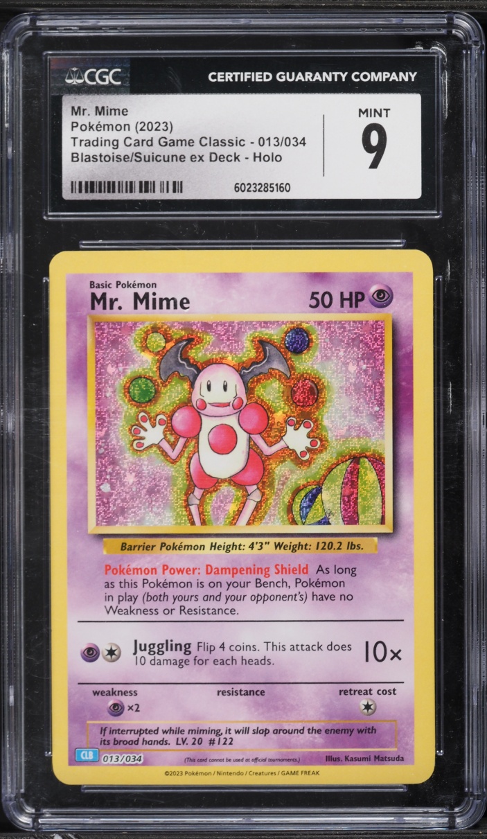 2023 Pokemon TCG Classic Collection Blastoise & Suicune ex Deck Holo Mr. Mime #13 CGC 9 MINT