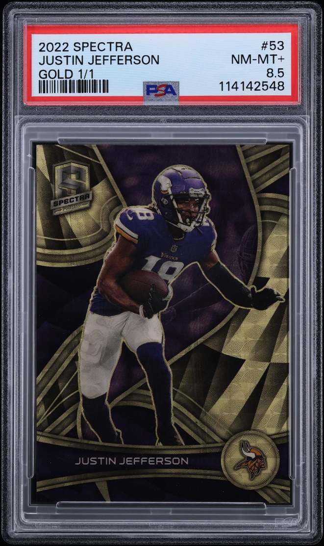 2022 Panini Spectra Gold Justin Jefferson 1/1 #53 PSA 8.5 NM-MT+