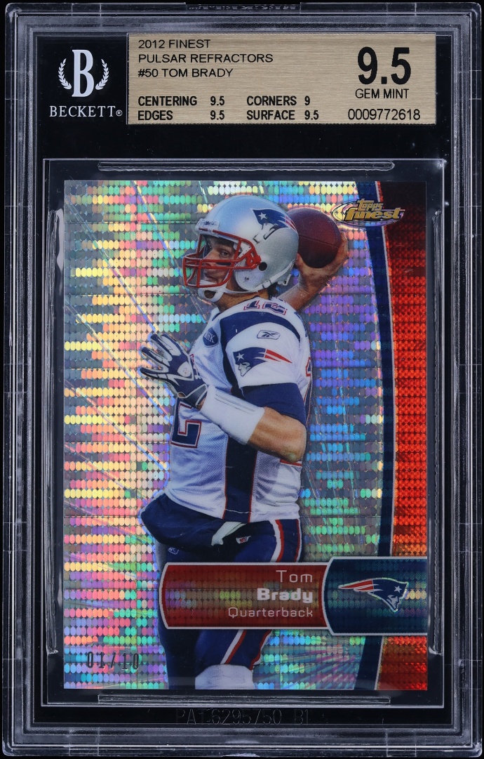 2012 Finest Pulsar Refractor Tom Brady 1/10 #50 BGS 9.5 GEM MINT
