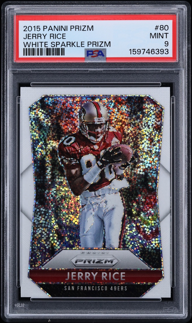 2015 Panini Prizm White Sparkle Jerry Rice #80 PSA 9 MINT