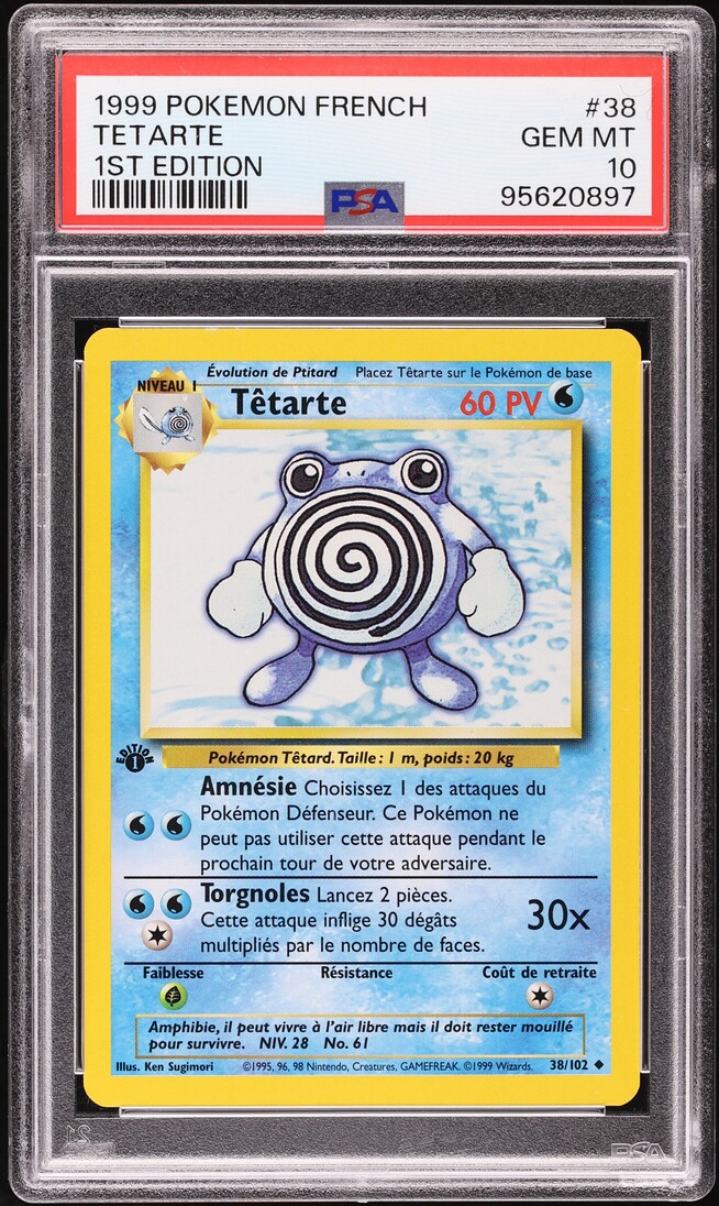 1999 Pokemon French Base Set 1st Edition Poliwhirl #38 PSA 10 GEM MINT