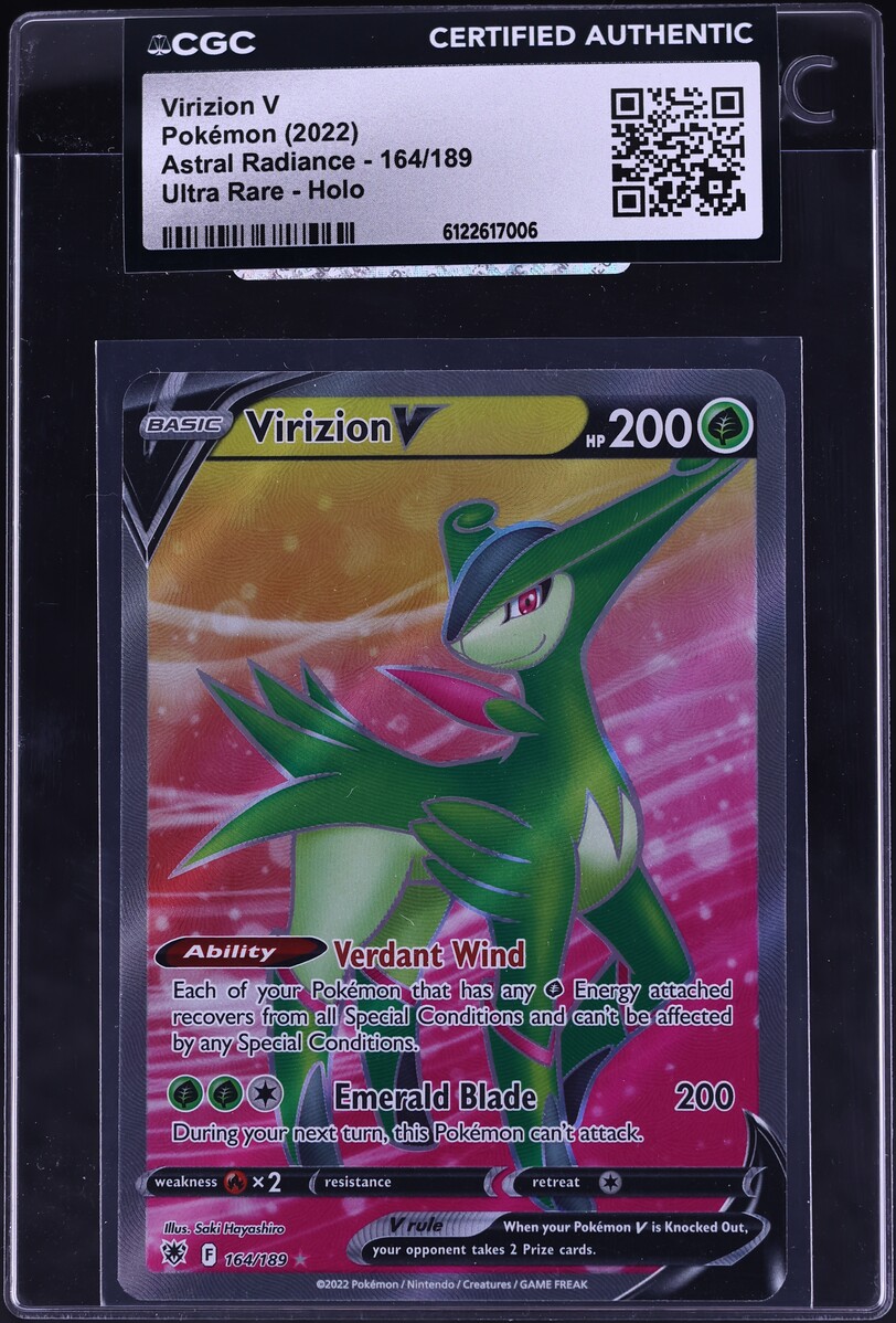 2022 Pokemon Sword & Shield Astral Radiance Full Art Virizion V #164 CGC AUTH