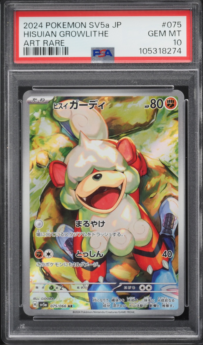 2024 Pokemon Japanese Scarlet & Violet Crimson Haze AR Hisuian Growlithe #75 PSA 10 GEM MINT
