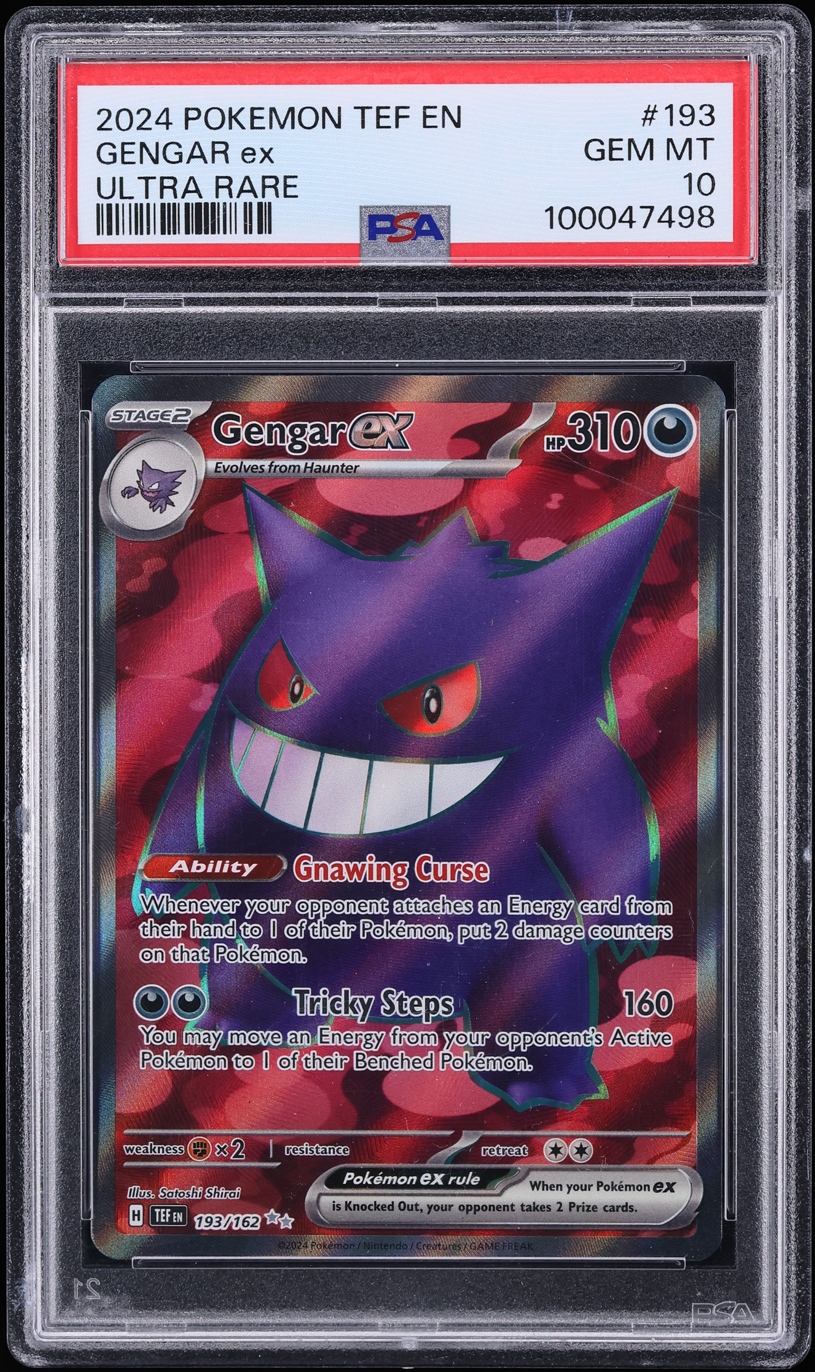 2024 Pokemon Scarlet & Violet Temporal Forces Full Art Gengar ex #193 PSA 10 GEM MINT