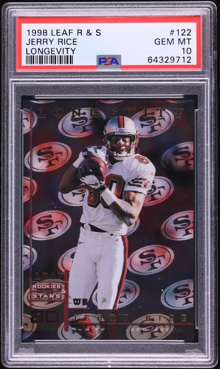 1998 Leaf Rookies & Stars Longevity Jerry Rice /50 #122 PSA 10 GEM MINT - Photo 1