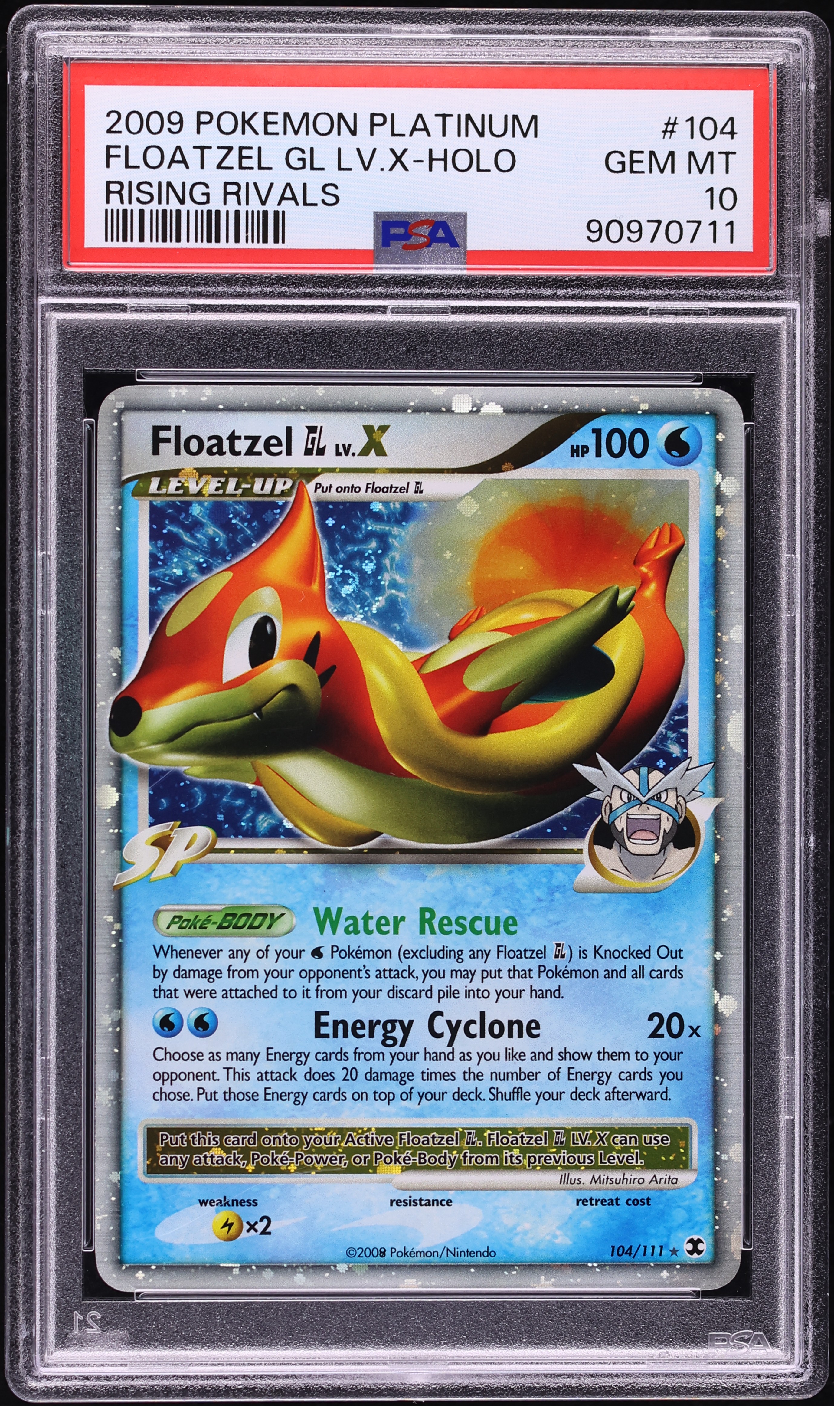 2009 Pokemon Platinum Rising Rivals Holo Floatzel GL LV.X #104 PSA 10 GEM MINT