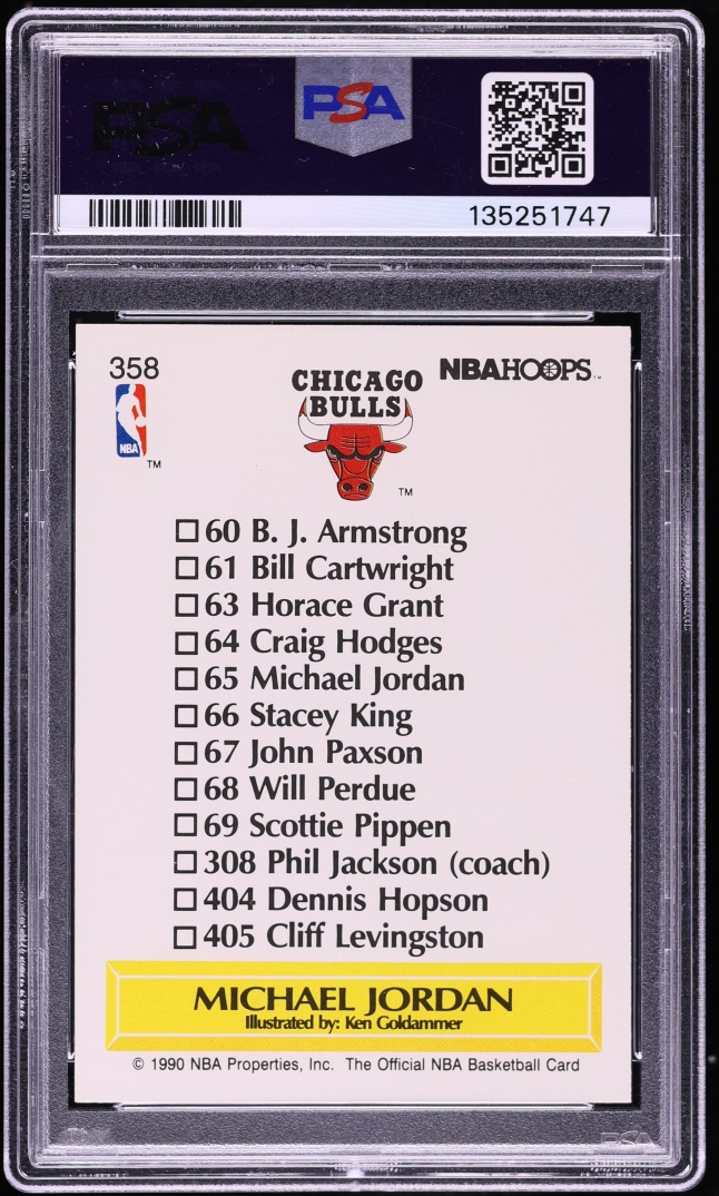 1990 Hoops Team Checklist Michael Jordan #358 PSA 9 MINT
