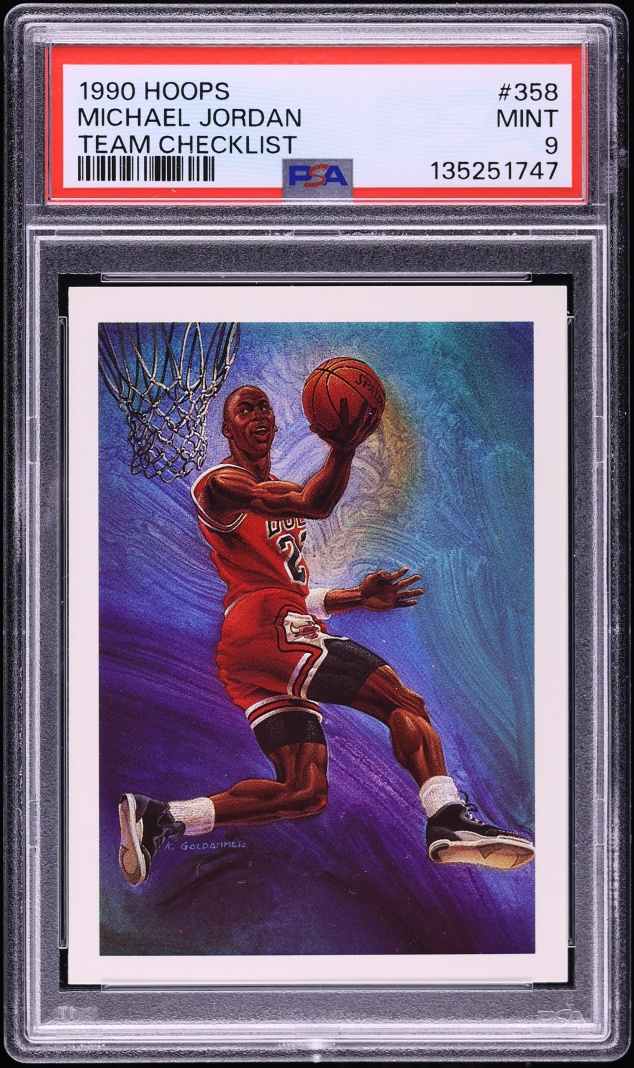 1990 Hoops Team Checklist Michael Jordan #358 PSA 9 MINT