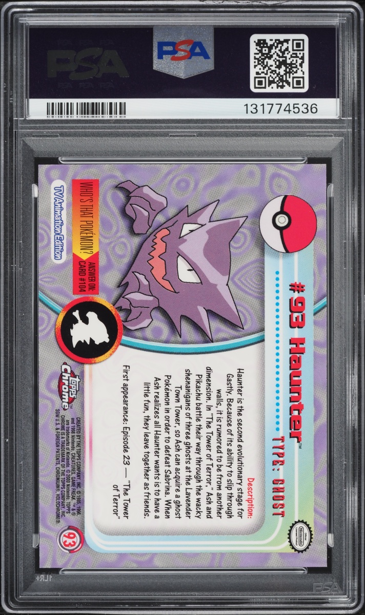 2000 Topps Chrome Pokemon TV Series 2 Haunter #93 PSA 10 GEM MINT
