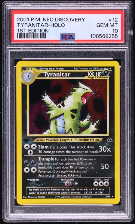 2001 Pokemon Neo Discovery 1st Edition Holo Tyranitar #12 PSA 10 GEM MINT