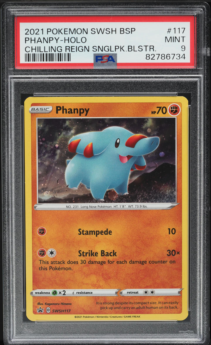 2021 Pokemon SWSH Black Star Promo Chilling Reign Holo Phanpy #117 PSA 9 MINT