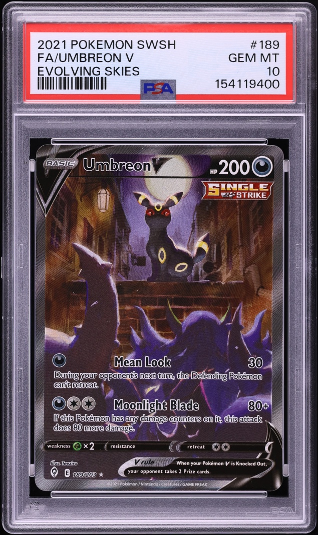 2021 Pokemon Sword & Shield Evolving Skies Alt Art Umbreon V #189 PSA 10 GEM MINT