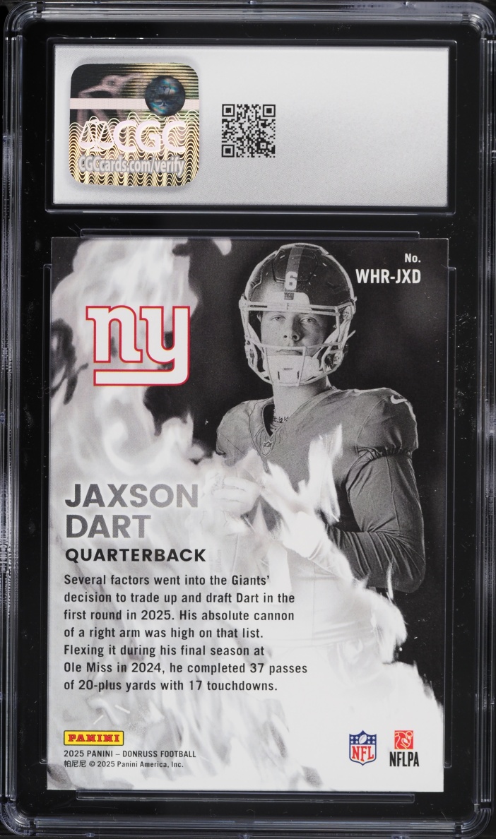 2025 Donruss White Hot Jaxson Dart ROOKIE #WHR-JXD CGC 9.5 MINT+