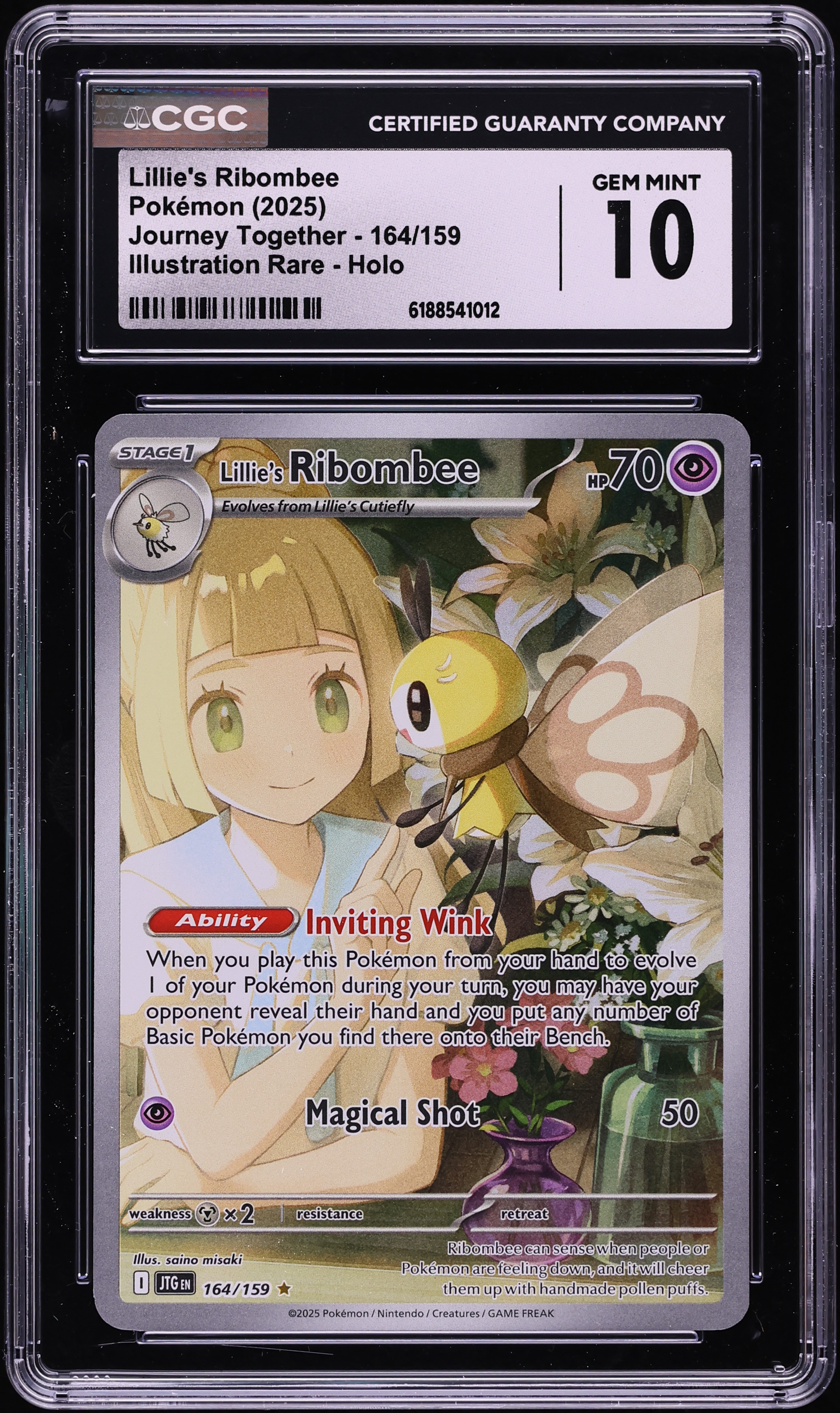 2025 Pokemon Scarlet & Violet Journey Together IR Lillie's Ribombee #164 CGC 10 GEM MINT