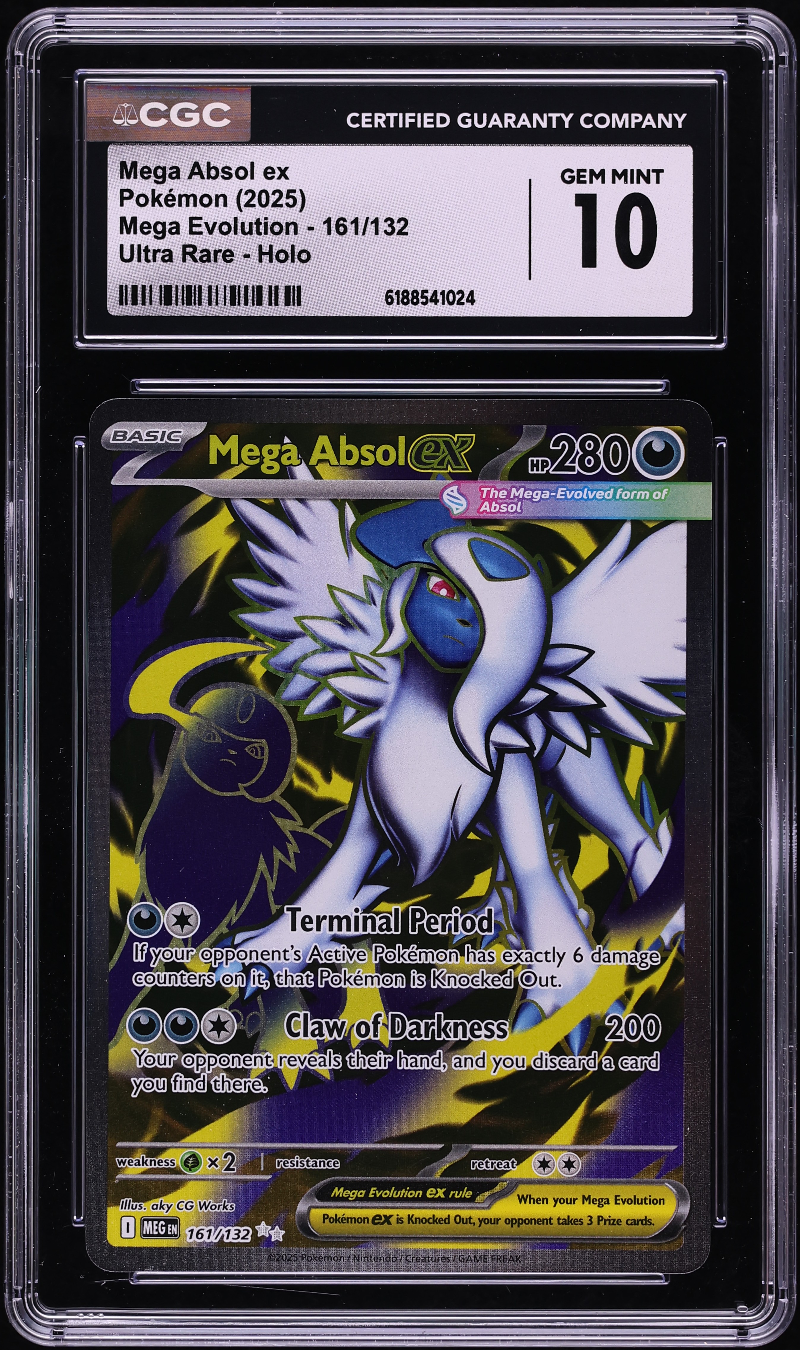 2025 Pokemon Mega Evolution Full Art Mega Absol ex #161 CGC 10 GEM MINT