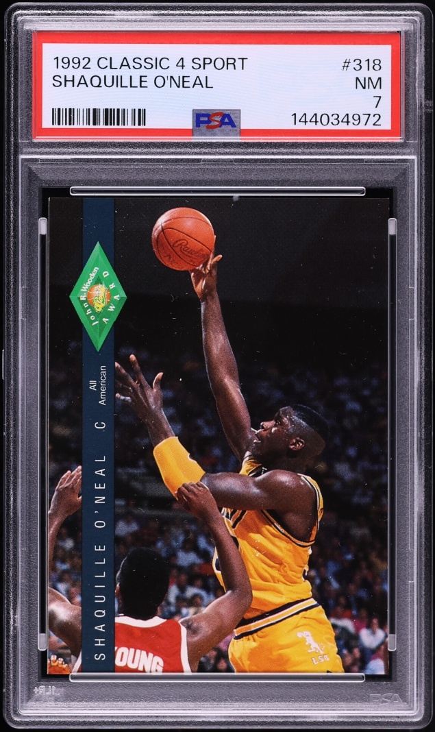 1992 Classic 4 Sport Shaquille O'Neal ROOKIE #318 PSA 7 NRMT