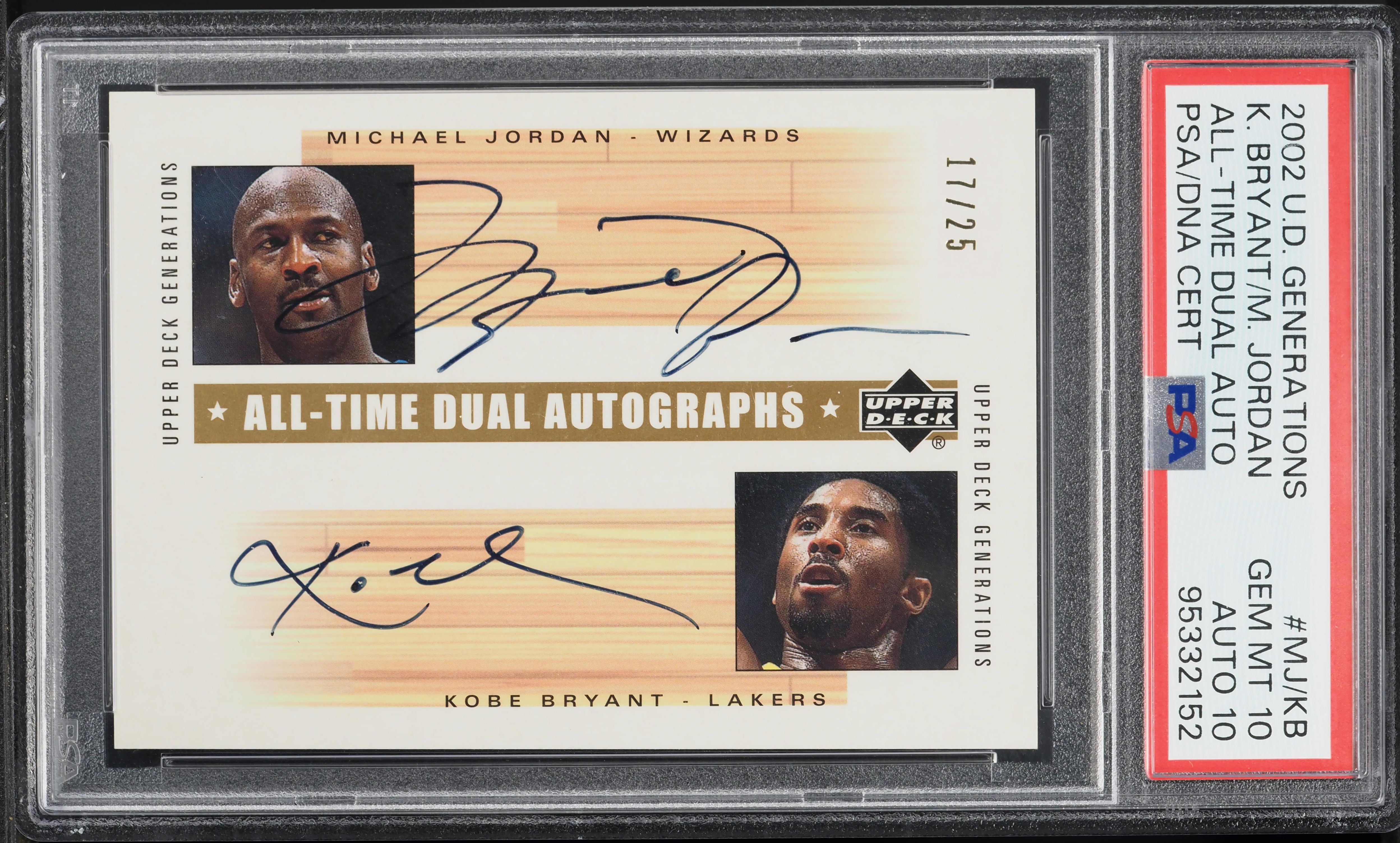 2002 UD Generations All-Time Michael Jordan Kobe Bryant AUTO