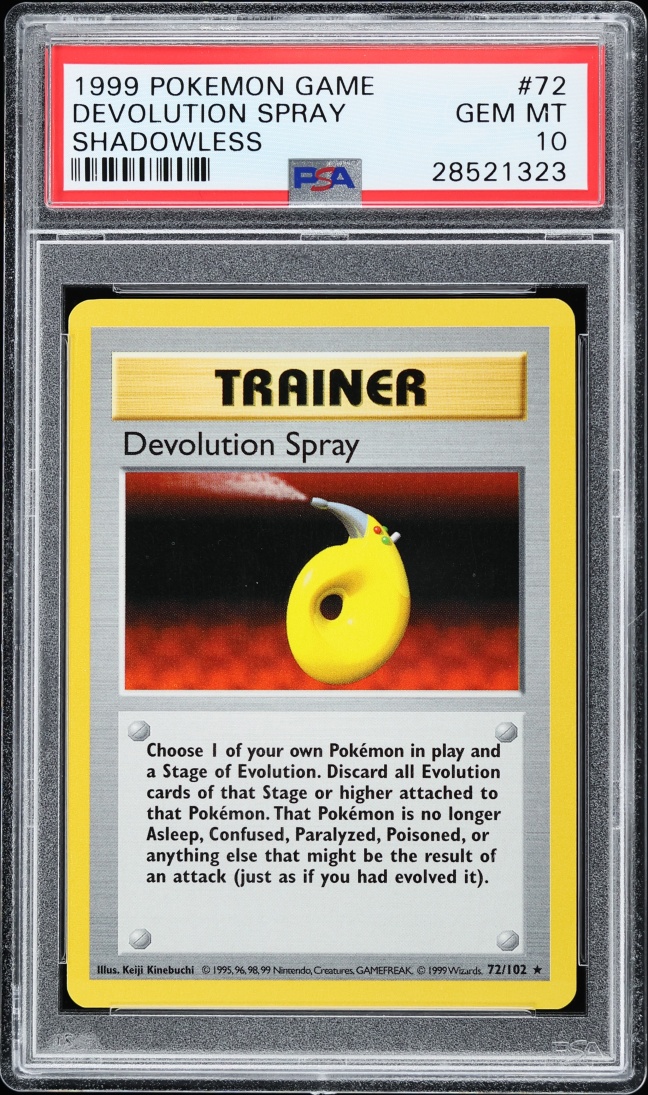 1999 Pokemon Base Set Shadowless Devolution Spray #72 PSA 10 GEM MINT