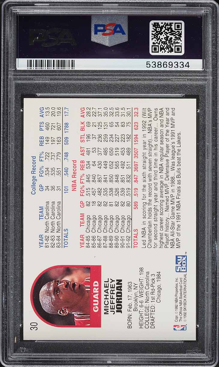 1992 Hoops Michael Jordan #30 PSA 10 GEM MINT