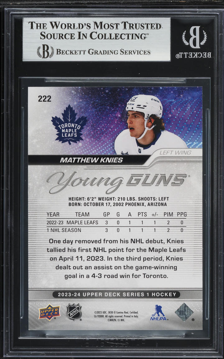 2023 Upper Deck Young Guns Matthew Knies ROOKIE #222 BGS 8 NM-MT