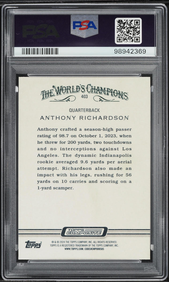 2023 Topps Composite Anthony Richardson ROOKIE #403 PSA 10 GEM MINT