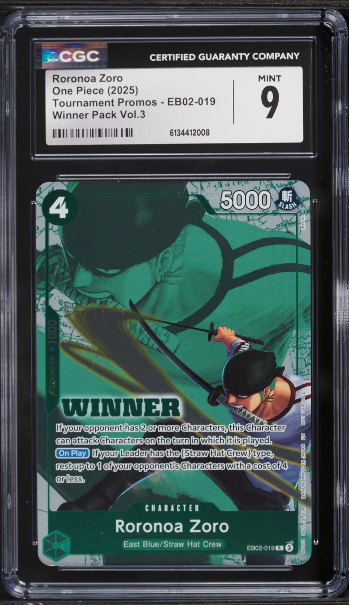 2025 One Piece Tournament Promo Winner Pack Vol.3 Roronoa Zoro #EB02-019 CGC 9 MINT