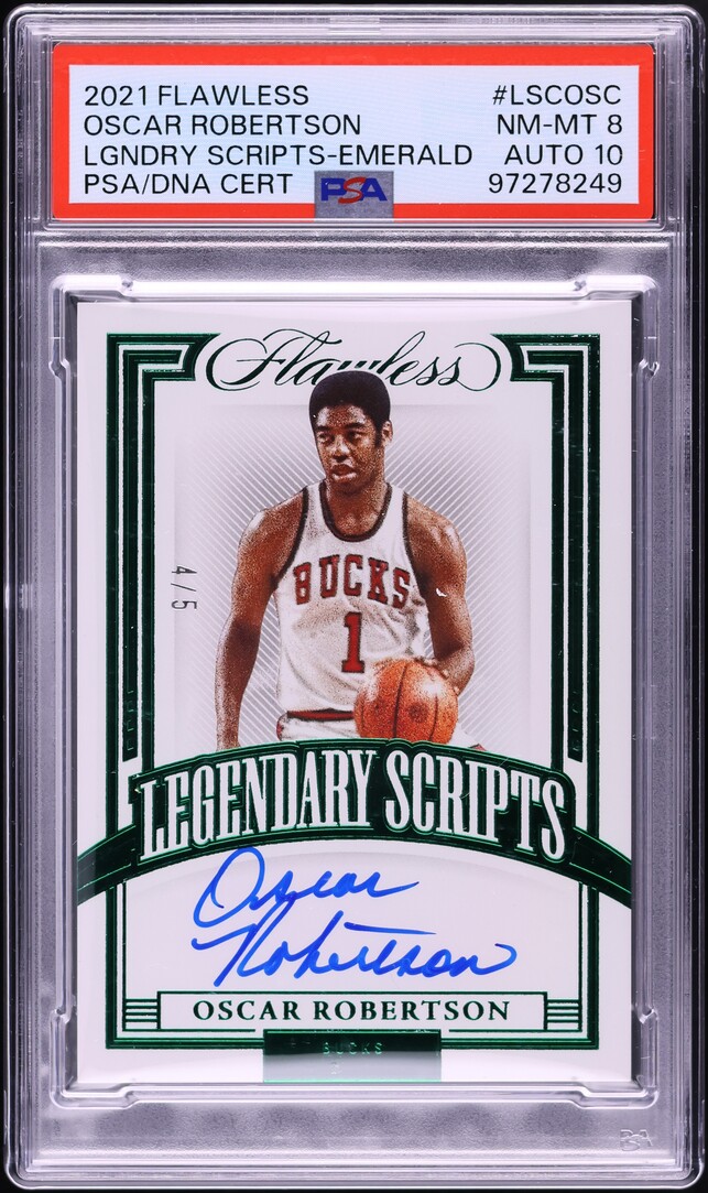 2021 Panini Flawless Legendary Scripts Emerald Oscar Robertson AUTO DNA ...