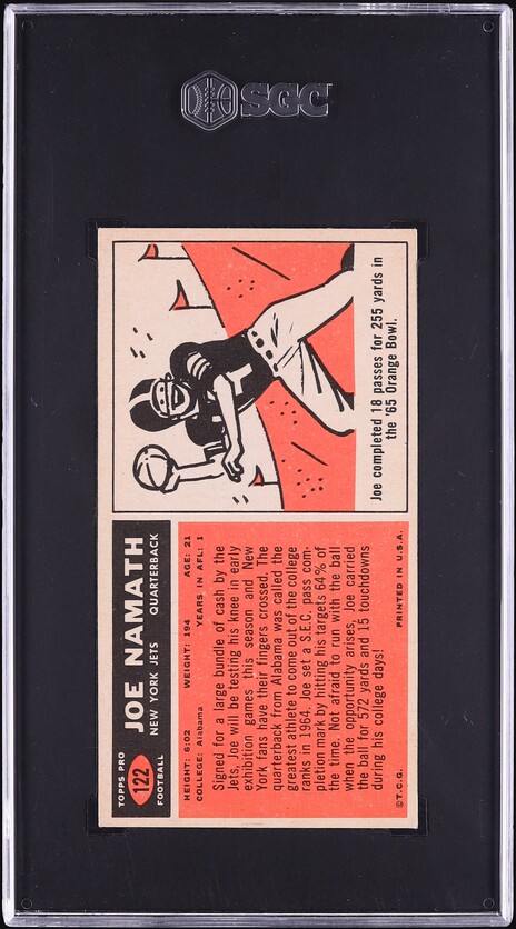 1965 Topps Football Joe Namath SP ROOKIE #122 SGC 4.5 VGEX+