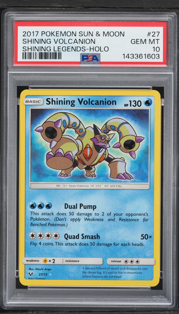 2017 Pokemon Sun & Moon Shining Legends Holo Shining Volcanion #27 PSA 10 GEM MINT