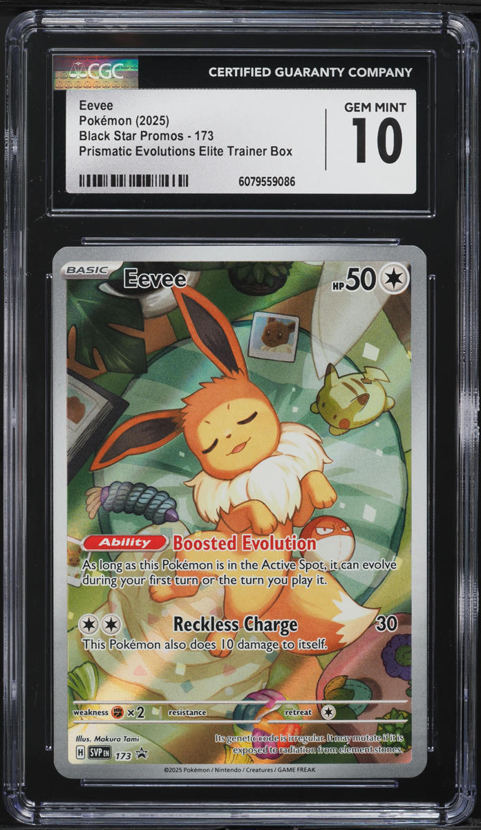 2025 Pokemon SV Black Star Prismatic Evolutions ETB Full Art Eevee #173 CGC 10 - Main Image