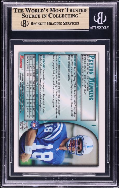 1998 Bowman Football Peyton Manning ROOKIE #1 BGS 9.5 GEM MINT