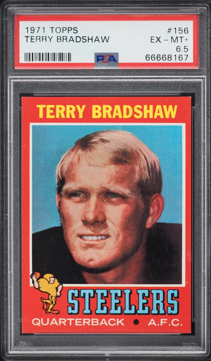 1971 Topps Football Terry Bradshaw ROOKIE #156 PSA 6.5 EXMT+
