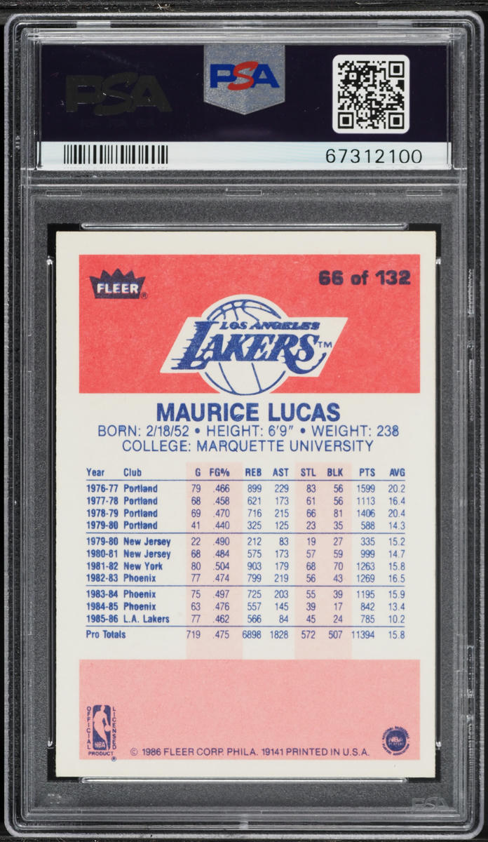 1986 Fleer Basketball Maurice Lucas #66 PSA 6 EXMT