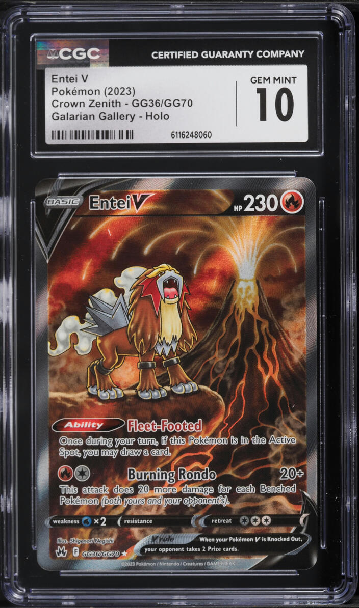 2023 Pokemon Sword & Shield Crown Zenith Alt Art Entei V #GG36 CGC 10 GEM MINT