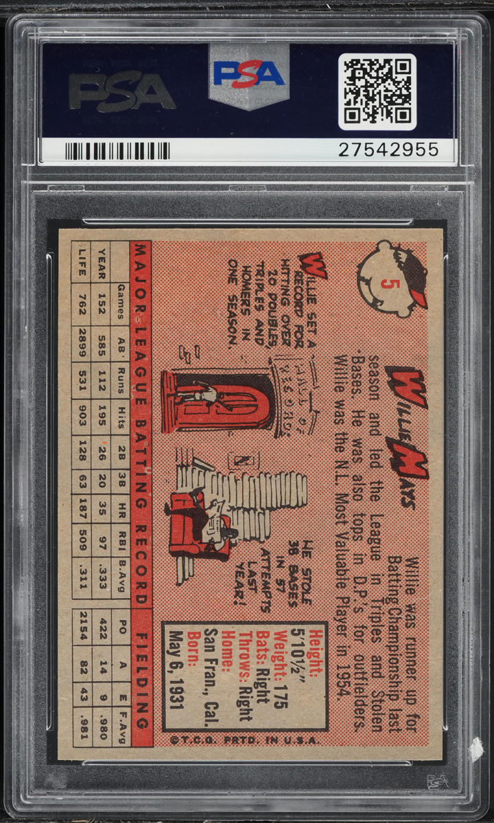 1958 Topps Willie Mays #5 PSA 8 NM-MT