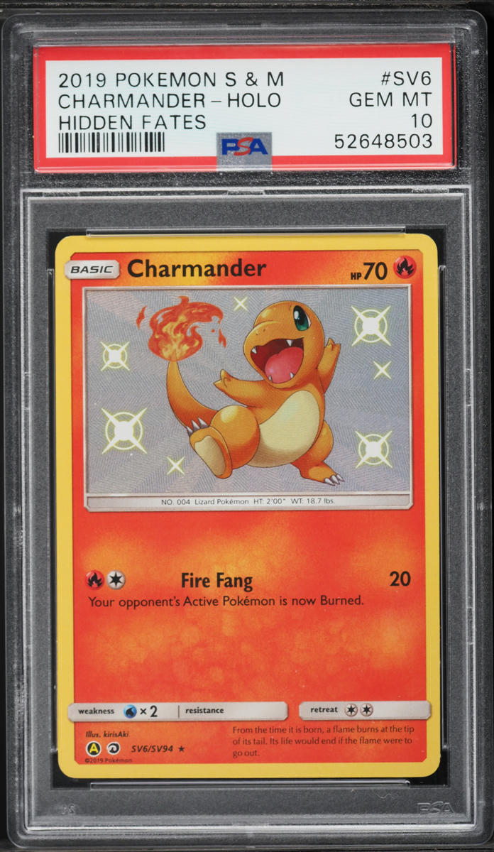 2019 Pokemon Sun & Moon Hidden Fates Shiny Holo Charmander #SV6 PSA 10 GEM MINT