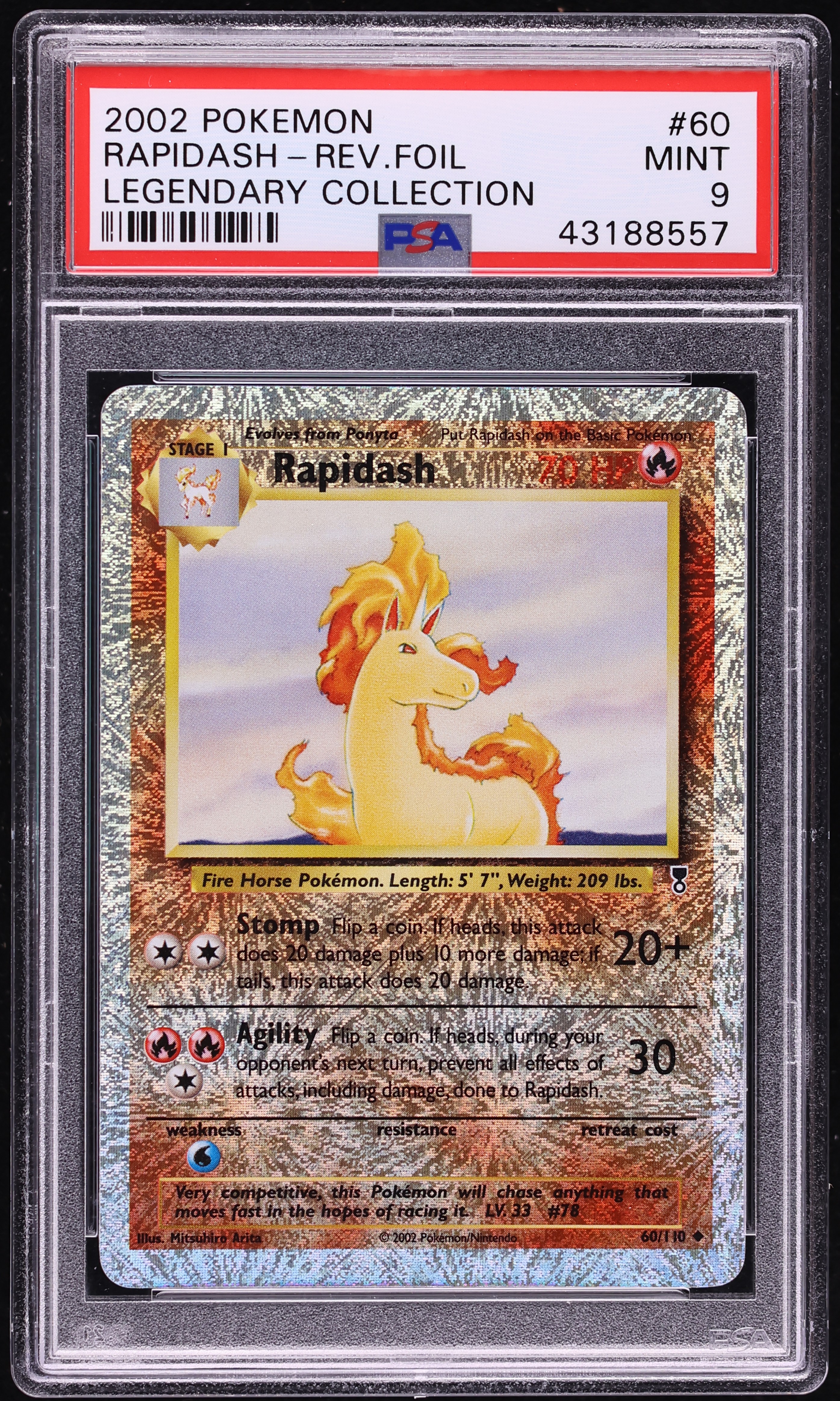 2002 Pokemon Legendary Collection Reverse Holo Rapidash #60 PSA 9 MINT